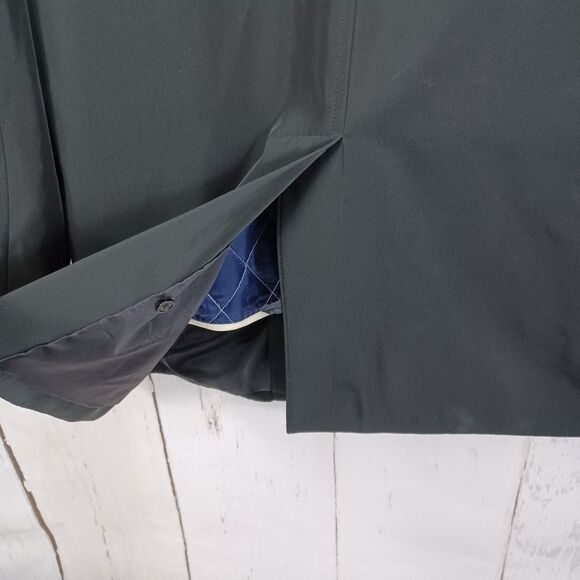 Bachrach Mens Trench Coat Black Collared - Picture 6 of 14